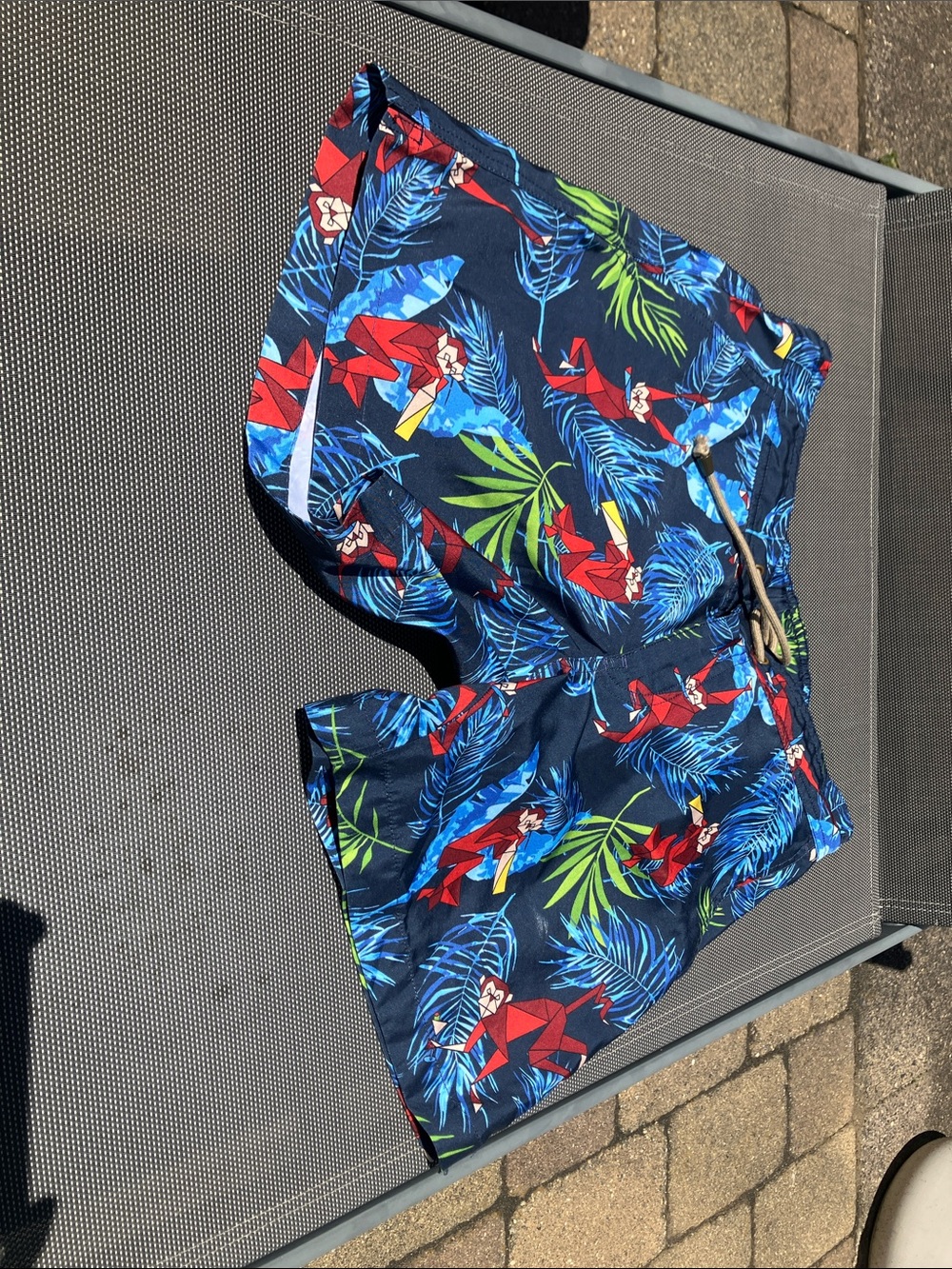 Men's Navy Tropical Print Swim Trunks
